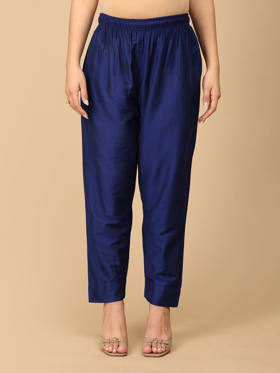 Navy Blue Silk Maternity Pants - MBS - SK - NVBSP - S