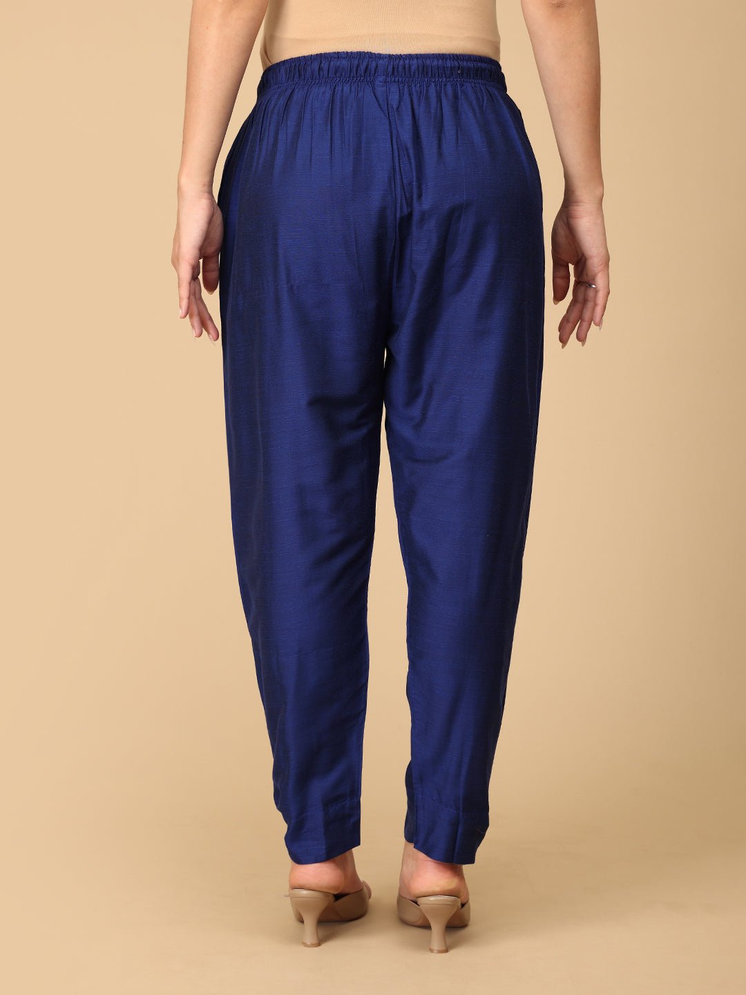 Navy Blue Silk Maternity Pants - MBS - SK - NVBSP - S