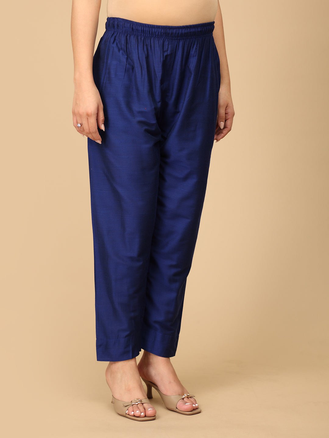 Navy Blue Silk Maternity Pants - MBS - SK - NVBSP - S