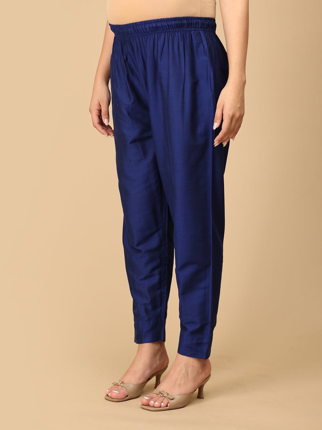 Navy Blue Silk Maternity Pants - MBS - SK - NVBSP - S