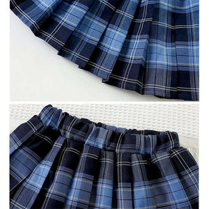 Navy Bunny Cardigan & Checked Skirt, Winterwear 2Pcs set for Girls - 2 - 3 Years Kids Clothing