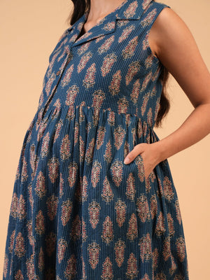Navy Dream Maternity and Nursing Dress - S Maternity Casual Dress