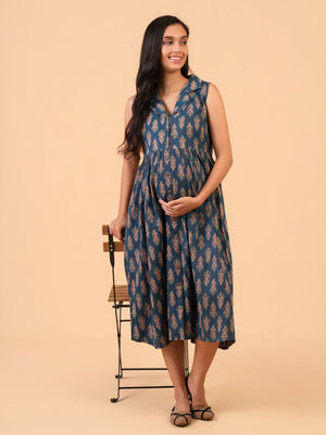 Navy Dream Maternity and Nursing Dress - S Maternity Casual Dress