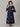 Navy Flared Floral Gold Foil Print Maternity and Feeding Kurti - MEW-NVGLD-S