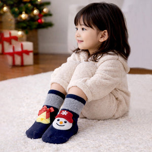 Navy & Grey Snowman & Bell Christmas Themed Ankle Length Socks For Kids - 0 - 6 Months Christmas