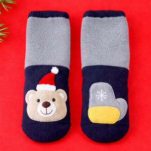 Navy & Grey Ted & Mittens Christmas Themed Ankle Length Socks For Kids - 2 - 4 Years Christmas