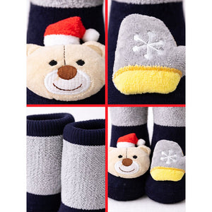 Navy & Grey Ted & Mittens Christmas Themed Ankle Length Socks For Kids - 2 - 4 Years Christmas