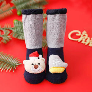 Navy & Grey Ted & Mittens Christmas Themed Ankle Length Socks For Kids - 2 - 4 Years Christmas