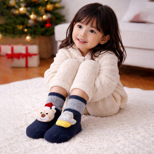 Navy & Grey Ted & Mittens Christmas Themed Ankle Length Socks For Kids - 2 - 4 Years Christmas