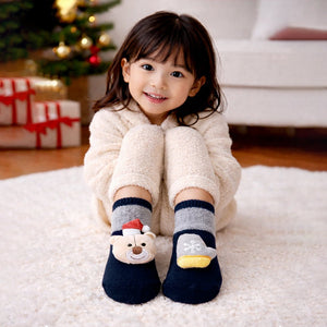 Navy & Grey Ted & Mittens Christmas Themed Ankle Length Socks For Kids - 2 - 4 Years Christmas
