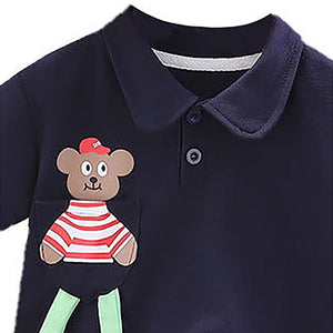 Navy Long Legs Teddy 2 Pcs Shorts Set For Toddlers And Kids - 2 - 3 Years Kids Clothing