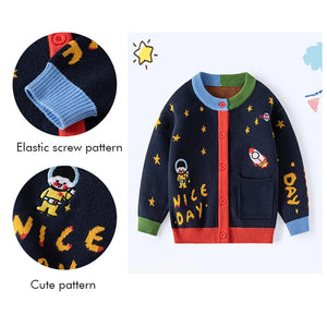 Navy Multi Space Rocket Cardigan/Warmer/Sweater for Toddlers & Kids - Little Surprise BoxNavy Multi Space Rocket Cardigan/Warmer/Sweater for Toddlers & Kids