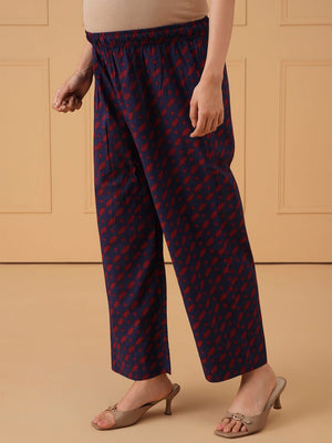 Navy Muse Maternity and Nursing Kurta Set With Dupatta - S Maternity Ethnic Set