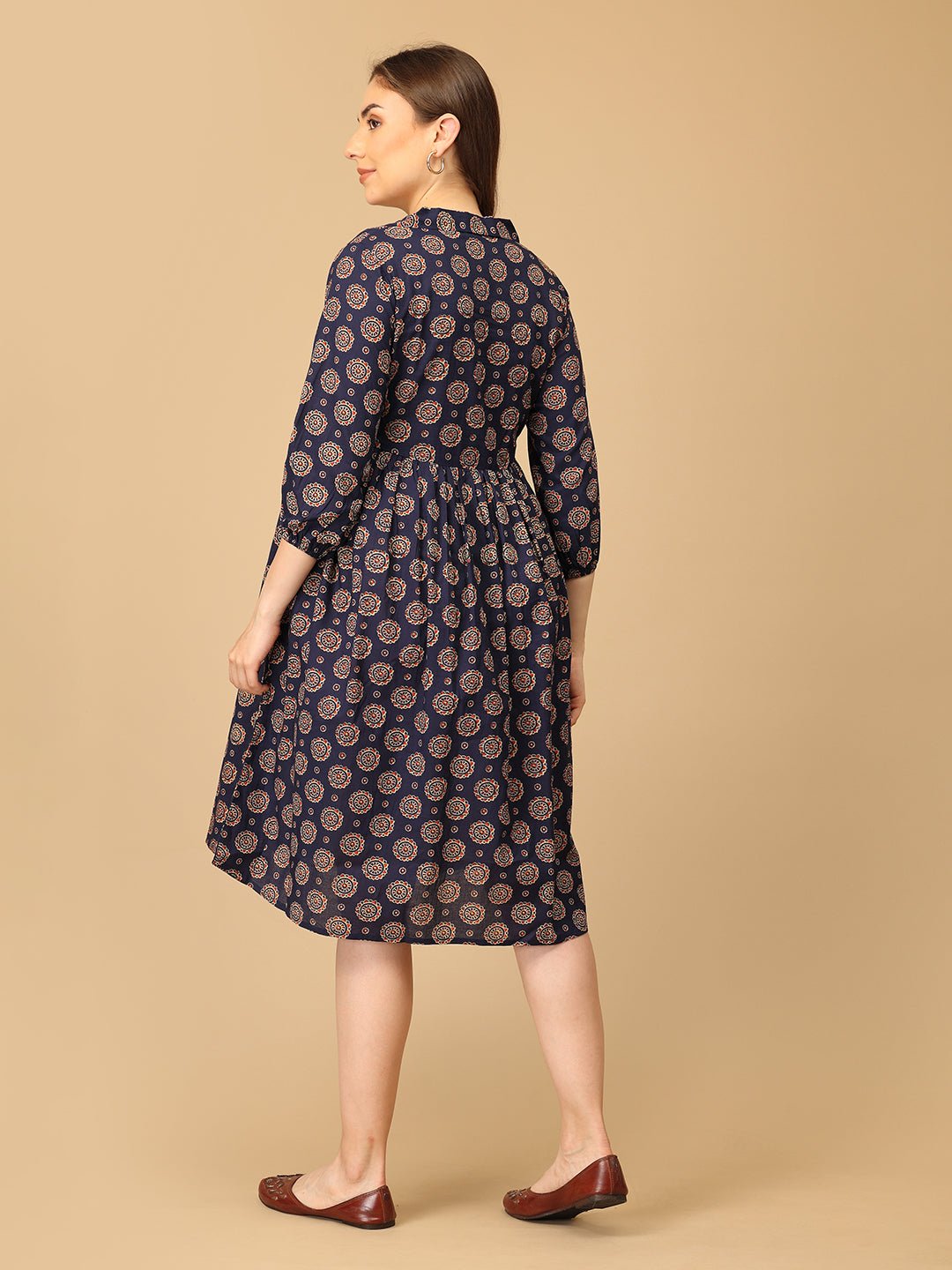 Navy Neat Maternity and Nursing Dress - DRS - SK - NVNT - S