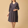 Navy Neat Maternity and Nursing Dress - DRS - SK - NVNT - S