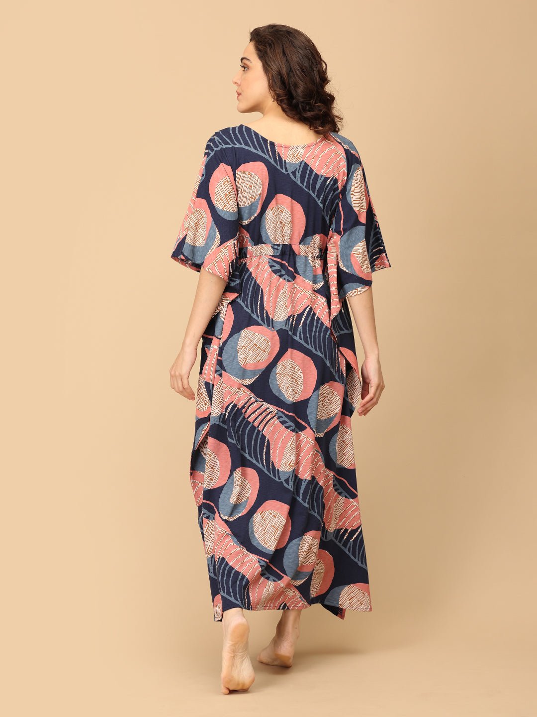 Navy Nectarine Maternity and Nursing Kaftan Nighty - NW - SD - NVNCT - S