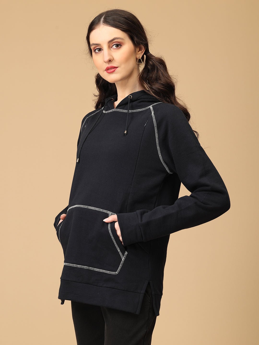 Navy & Nice Maternity and Nursing Sweatshirt Hoodie - MNSWT - SD - NVNCS - S