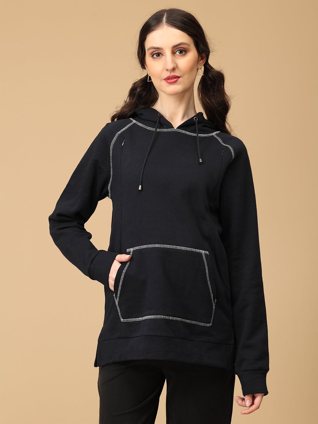 Navy & Nice Maternity and Nursing Sweatshirt Hoodie - MNSWT - SD - NVNCS - S
