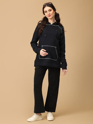 Navy & Nice Maternity and Nursing Sweatshirt Hoodie - MNSWT - SD - NVNCS - S