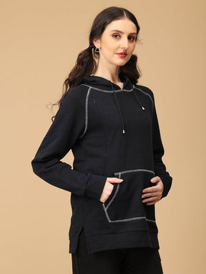 Navy & Nice Maternity and Nursing Sweatshirt Hoodie - MNSWT - SD - NVNCS - S