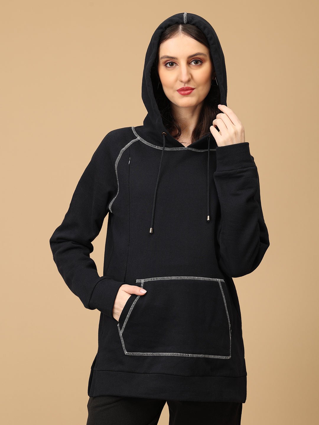 Navy & Nice Maternity and Nursing Sweatshirt Hoodie - MNSWT - SD - NVNCS - S