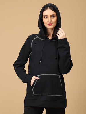 Navy & Nice Maternity and Nursing Sweatshirt Hoodie - MNSWT - SD - NVNCS - S