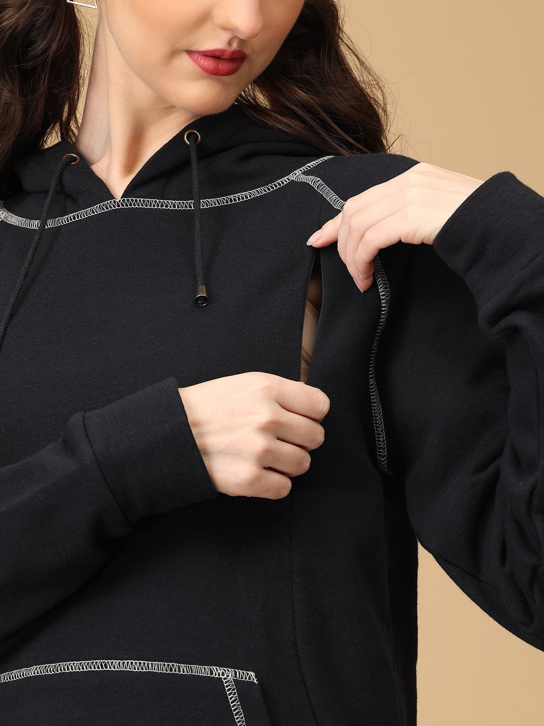 Navy & Nice Maternity and Nursing Sweatshirt Hoodie - MNSWT - SD - NVNCS - S