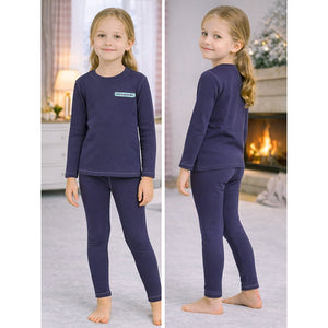 Navy Round Neck Upper & Lower Body Thermal Winter Warmers - 2 - 3 Years Winter Wear