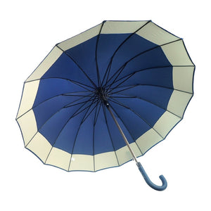 Navy with Grey Border Large Canopy Size Umbrella for Adults - Monsoon Wear