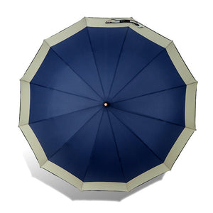 Navy with Grey Border Large Canopy Size Umbrella for Adults - Monsoon Wear