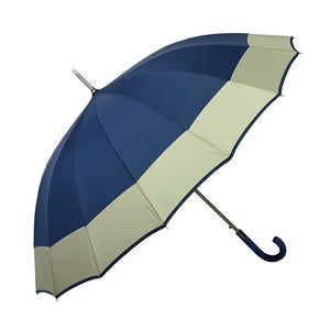 Navy with Grey Border Large Canopy Size Umbrella for Adults - Monsoon Wear