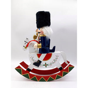 Navy wooden rocking horse Christmas Home and table décor - Christmas