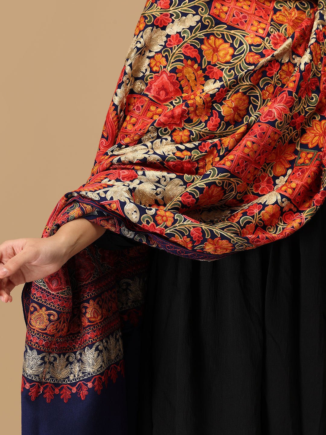 Neel Noor Embroidered Woolen Stoles - Onesize Winter Stoles