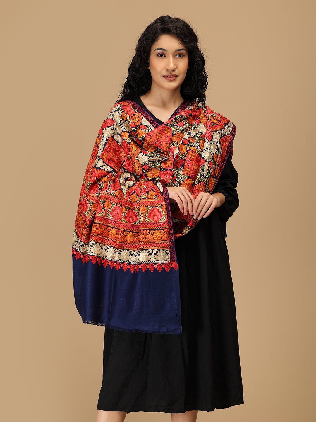 Neel Noor Embroidered Woolen Stoles - Onesize Winter Stoles