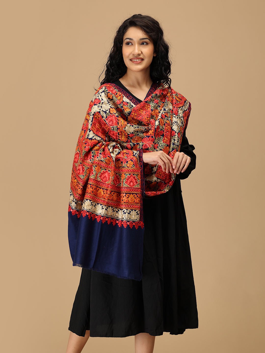 Neel Noor Embroidered Woolen Stoles - Onesize Winter Stoles