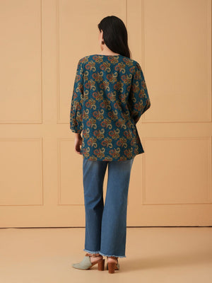 Neel Paisley Embroidered Maternity and Nursing Top - S Maternity and Nursing Tops