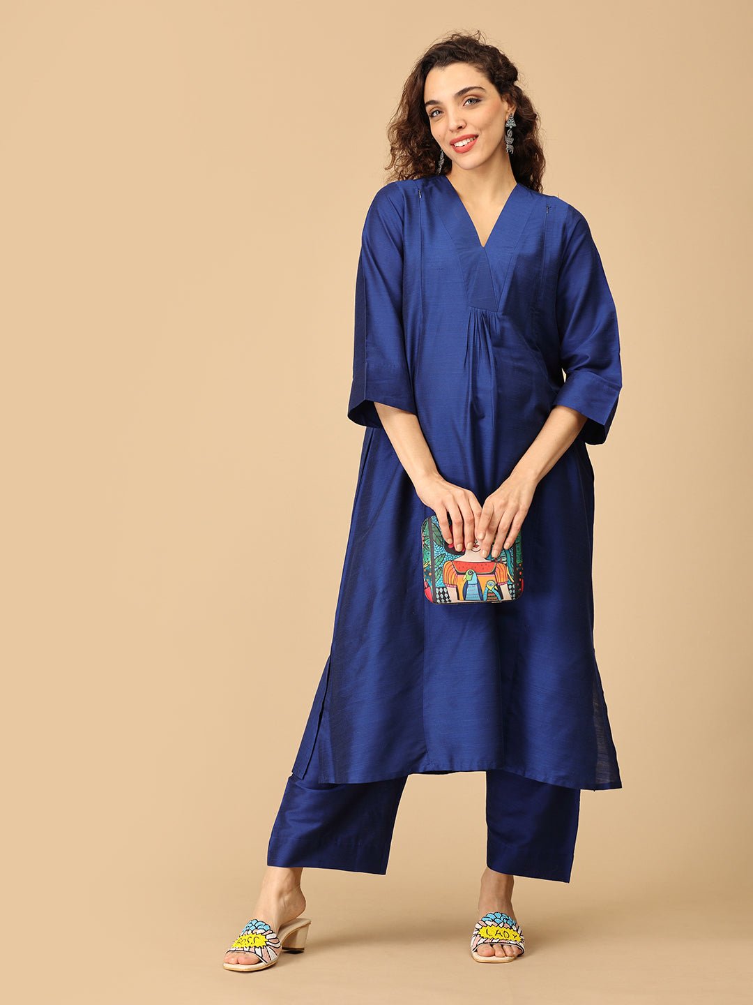 Neelam Ehsas Maternity and Nursing Silk Kurta Set - MEW - SK - NLEH - S