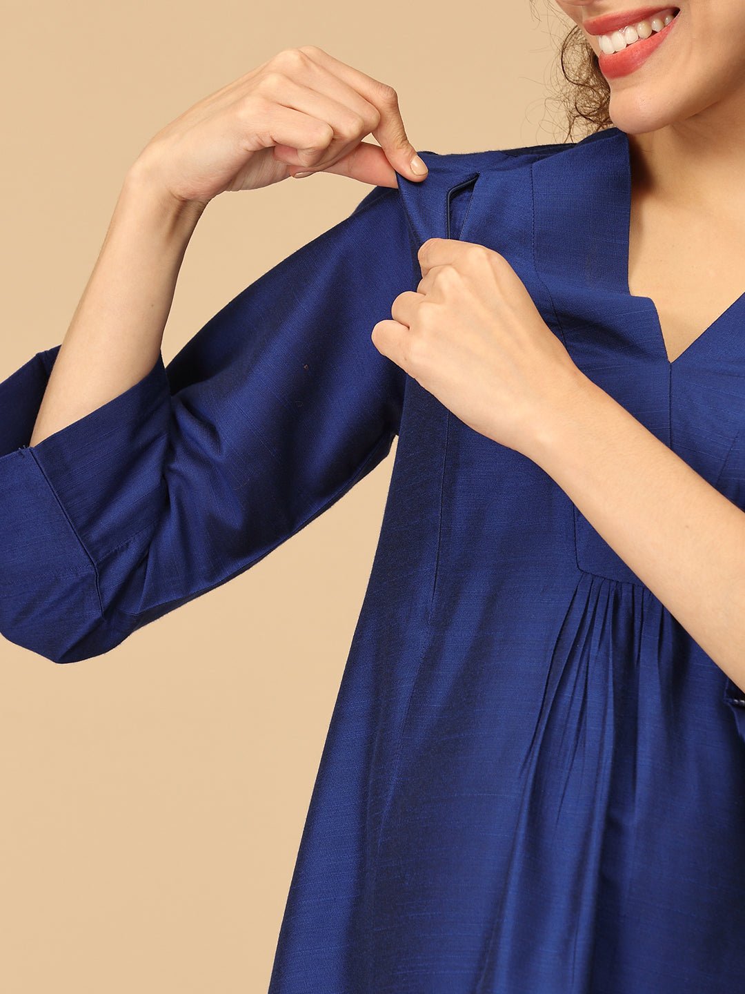Neelam Ehsas Maternity and Nursing Silk Kurta Set - MEW - SK - NLEH - S