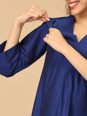 Neelam Ehsas Maternity and Nursing Silk Kurta Set - MEW - SK - NLEH - S