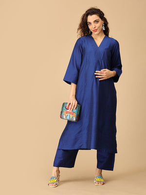 Neelam Ehsas Maternity and Nursing Silk Kurta Set - MEW - SK - NLEH - S