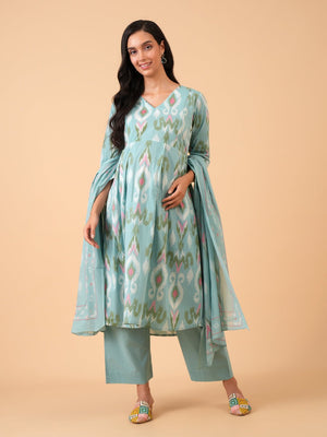 Neelambari Maternity and Nursing Kurta Set With Dupatta - S Maternity Ethnic Set