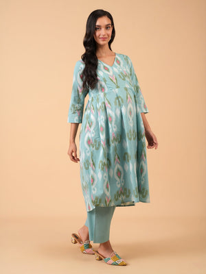 Neelambari Maternity and Nursing Kurta Set With Dupatta - S Maternity Ethnic Set