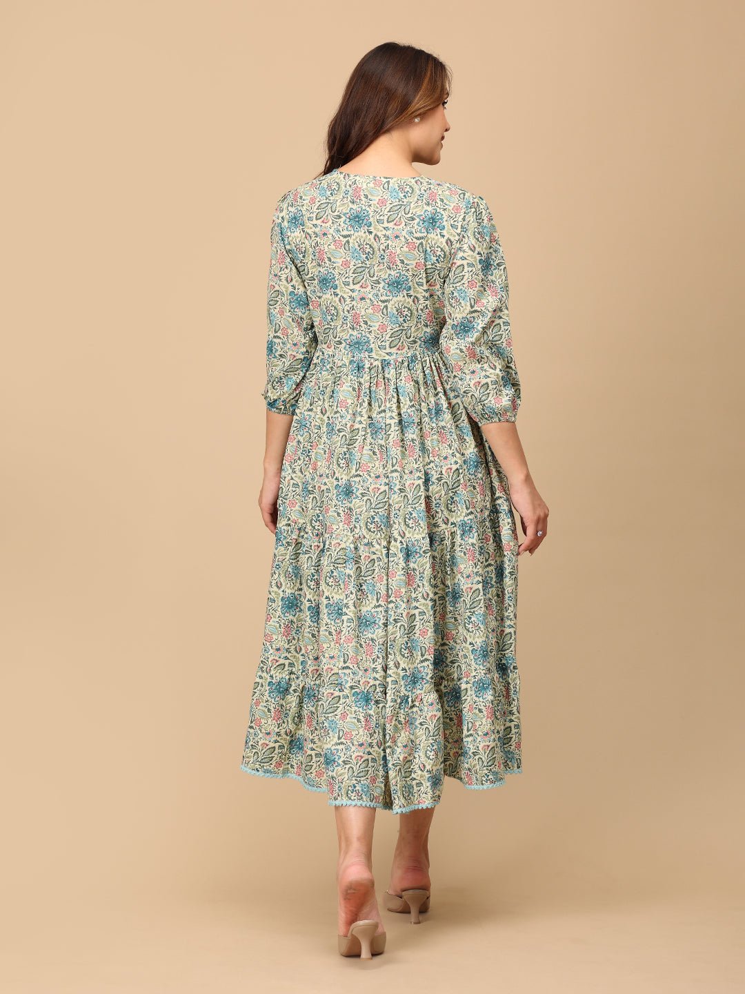Neelanjana Maternity and Nursing Maxi Tier Dress - MEW - SF - NLJAN - S