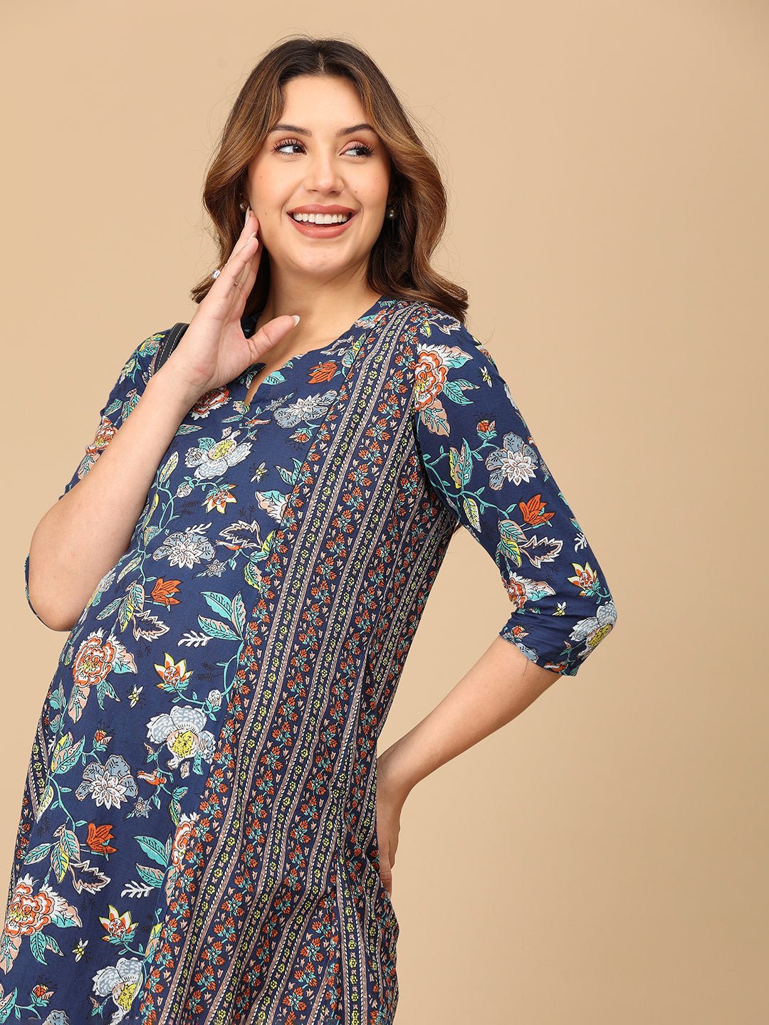 Neeloufer Maternity and Nursing Kurti Dress - MEW - SF - NLFR - S