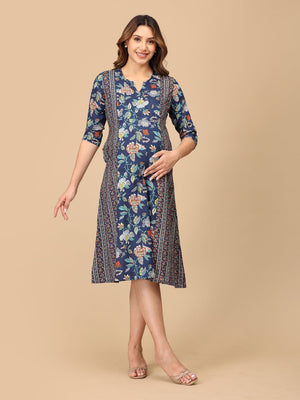 Neeloufer Maternity and Nursing Kurti Dress - MEW - SF - NLFR - S