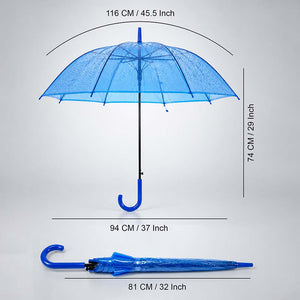 Neon Blue Jelly Transparent Umbrella for Teens & Adults - Monsoon Wear
