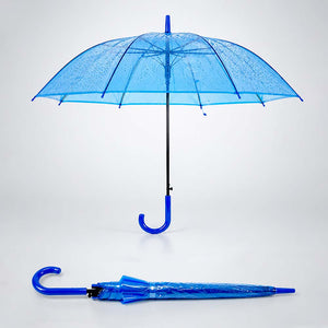 Neon Blue Jelly Transparent Umbrella for Teens & Adults - Monsoon Wear