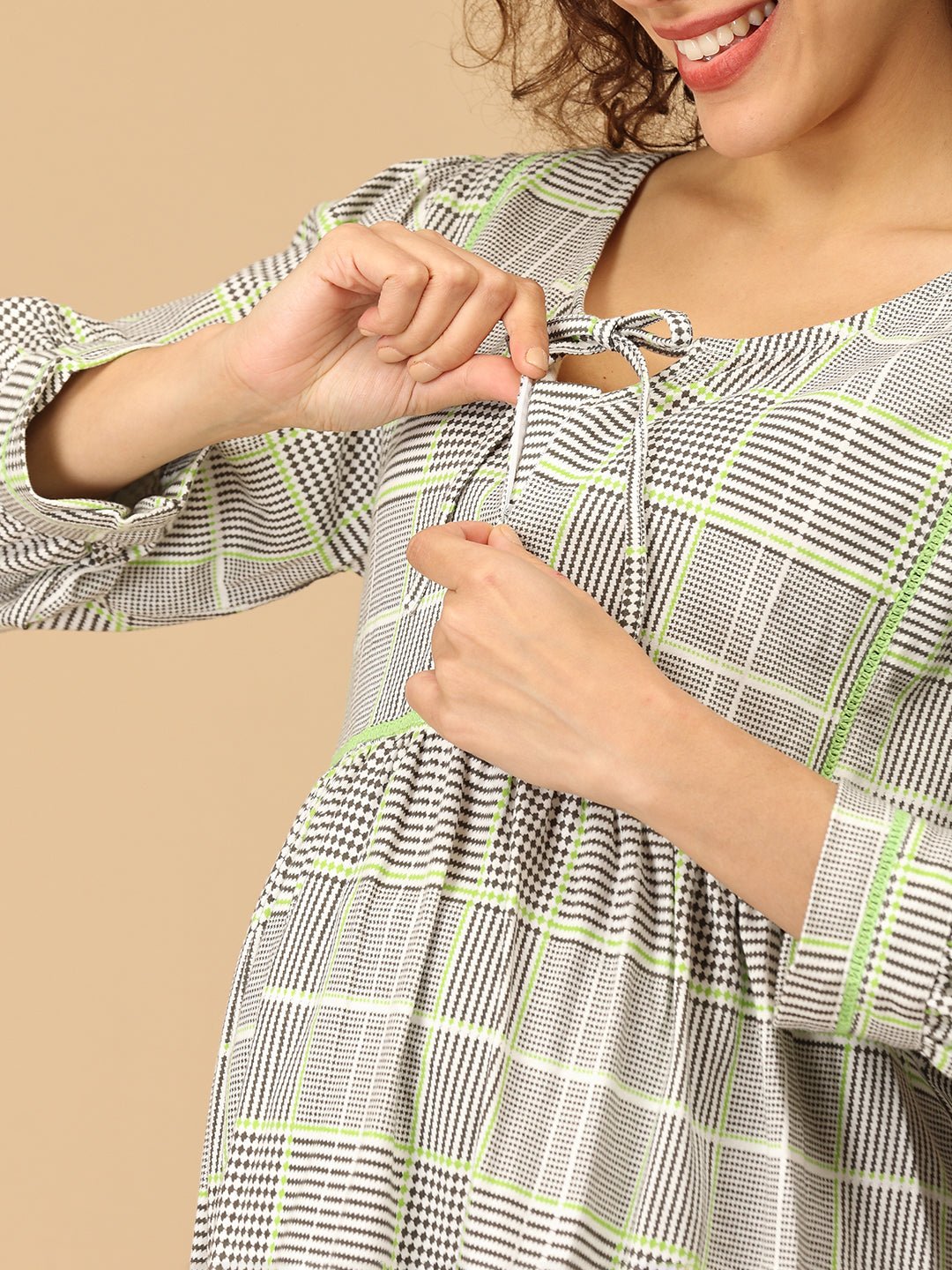 Neon Grid Maternity and Nursing Top - MAT - SD - NEOG - S