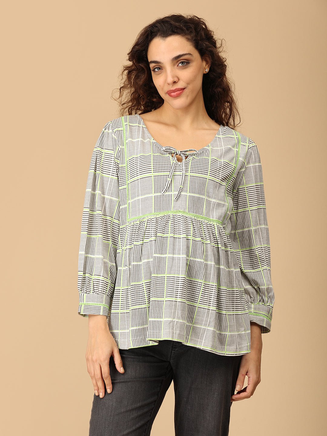 Neon Grid Maternity and Nursing Top - MAT - SD - NEOG - S