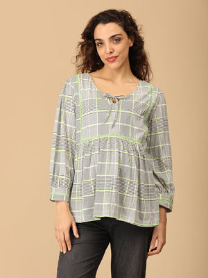 Neon Grid Maternity and Nursing Top - MAT - SD - NEOG - S